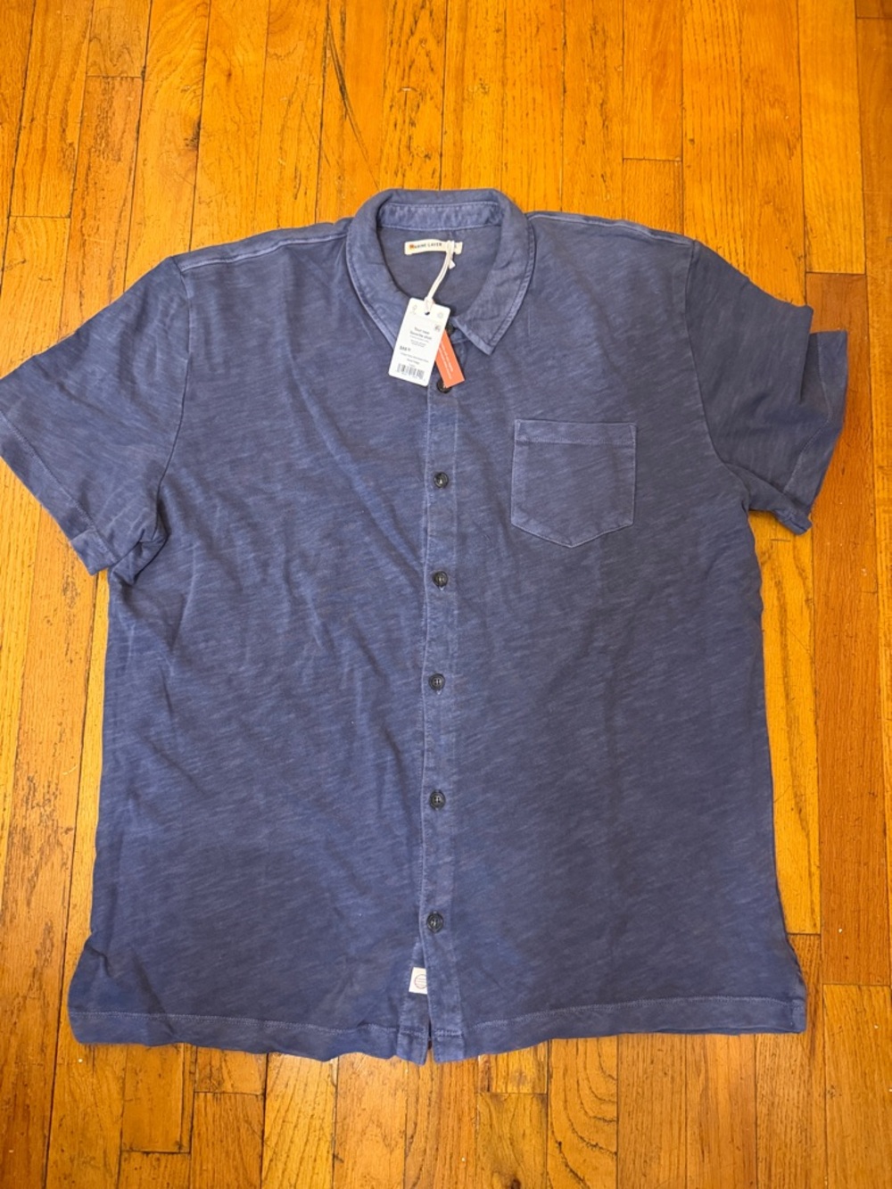 Men's Marine Layer Short-Sleeve Button-Up Shirt in Navy Blue Large NWT